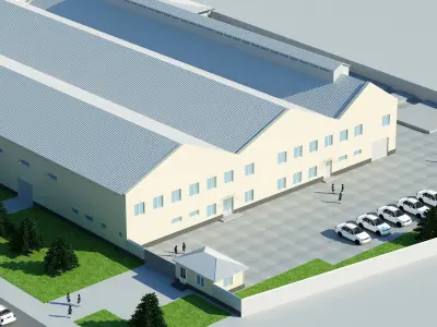 Industrial Buildings Low-poly 3D model Low-poly 3D model