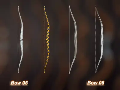40 Medieval Bows  Vol 1 Basemesh Game ready and Archviz Assets Low-poly 3D model