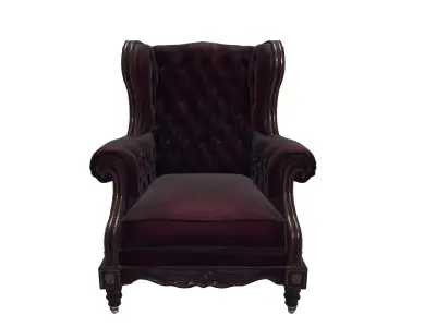 Vintage Tufted Leather Armchair Victorian Style Furniture 3D model