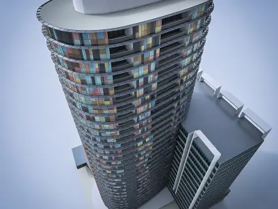 Residential Tower 02  Low-poly 3D model