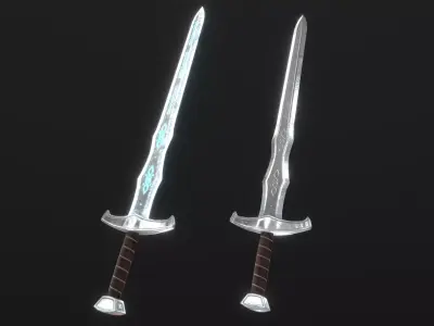 Magic Ice Sword Low-poly 3D model