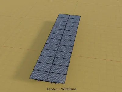 Agricultural photovoltaic 90 degrees 16m Low-poly 3D model