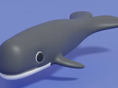 Cartoon Cute Whale 3D model buy