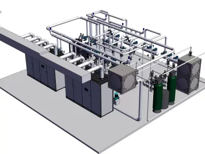 Boiler Room  Gas-fired Boiler Heating System 3D model