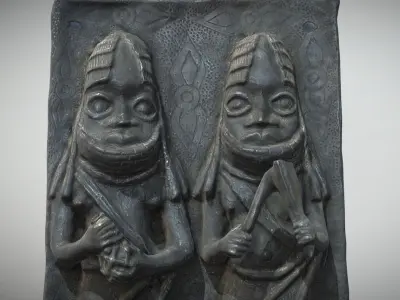 Ama Bronze Relief Plaque II Low-poly 3D model