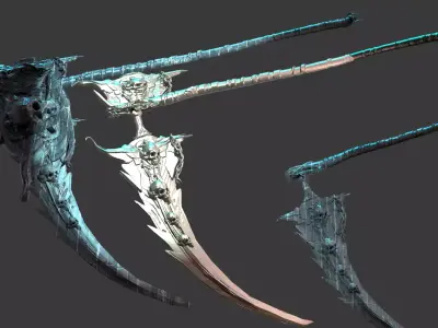 Grim Reaper scythe Ornate 3 designs  3D model