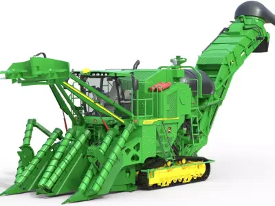 John Deere CH950 Sugar Cane Harvester Low-poly 3D model