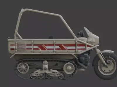 Hard Sci-Fi Half-Track Motorcycle 3D Model Low-poly 3D model