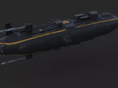 Futuristic Submarine Low-poly 3D model