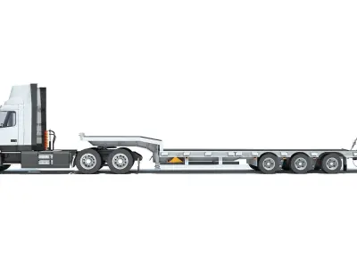 Semi-Truck with Platform Trailer 3D model purchase
