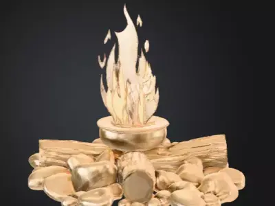 Low Poly Stylized Campfire Scene  Adventure Game Asset Low-poly 3D model