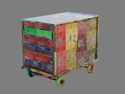 Lowpoly Airport Baggage Cart Low-poly 3D model