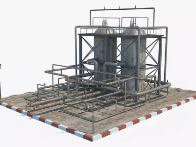 Oil Refinery 1 Low-poly 3D model