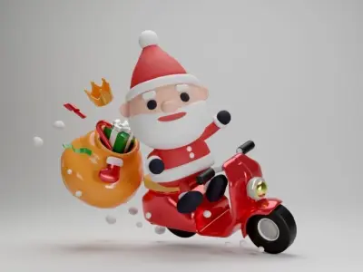 Red scooter for cute character 3D model