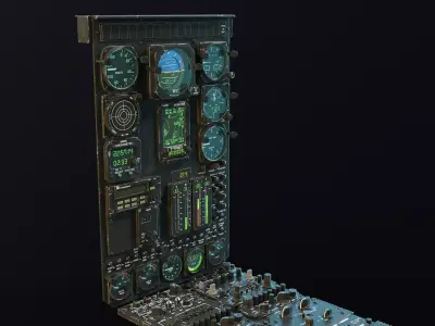 MH-6J Cockpit Instrument Panel Game Ready Low-poly 3D model