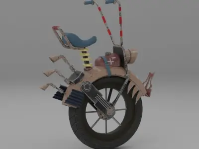 motorcycle with lights and wheels 3D model