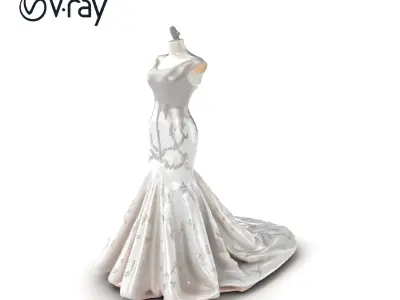 Opulent Evening Gown Mannequin Model Pack Low-poly 3D model