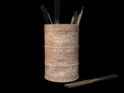 Metal barrel old PBR texture Low-poly 3D model