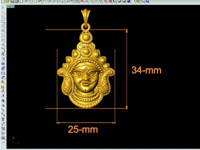 Durga Mata Pendant File 3D print model