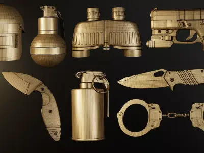 14 Police Equipment Kit Free 3D model