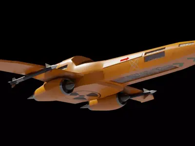 Spaceship 3D model fighter jet Low-poly 3D model