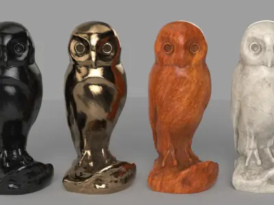 Owl bronze sculpture  Low-poly 3D model