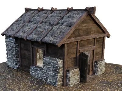 Medieval House 09 PBR 4K GameReady Low-poly 3D model