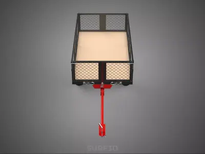 FLAT BED DECK NET CARGO TRAILER UTILITY CART WAGON TROLLEY DOLLY 3D model