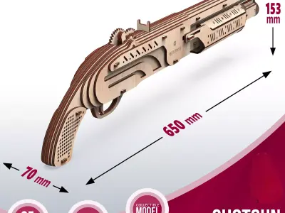 Shotgun - 3D DIY Wooden Mechanical Puzzle Model 3D model