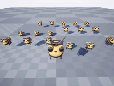 Bee stylized Low-poly 3D model