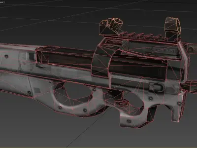 Submachine Gun Low-poly 3D model get