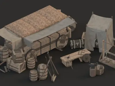medieval market Low-poly 3D model order