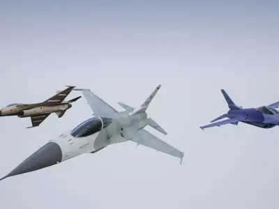 Animated Jet fighter f-16 falcon low poly Low-poly 3D model
