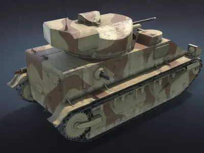 Vickers Medium Mk II Low-poly 3D model
