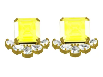 Antique Two Different Yellow Diamond Stud Earring 3D print model