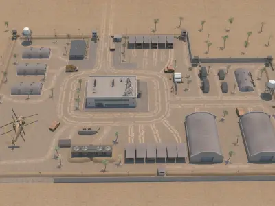 Military Base - Scene Low-poly 3D model