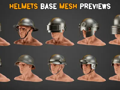 30 Military Helmet Base Mesh   Vol 04   Low-poly 3D model