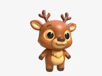 Cartoon Deer Low-poly 3D model