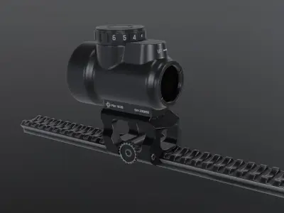 Trijicon MRO Compatible Reflex Sight with Picatinny Rail Mount  Free low-poly 3D model