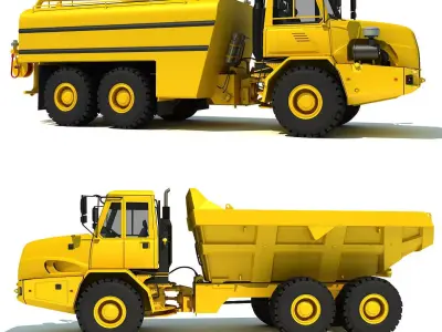 Construction Dump Truck and Water Wagon 3D model