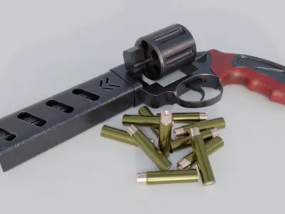 Revolver Low-polly 3D model Low-poly 3D model