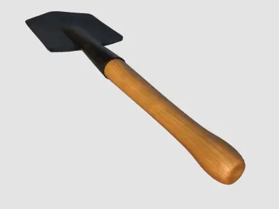 Shovel with wooden handle Low-poly 3D model