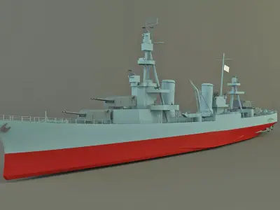 USS Pensacola CA-24 cruiser 1941 warship 3D model