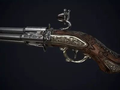 Gun Game ready 3d model with PBR textures Low-poly 3D model