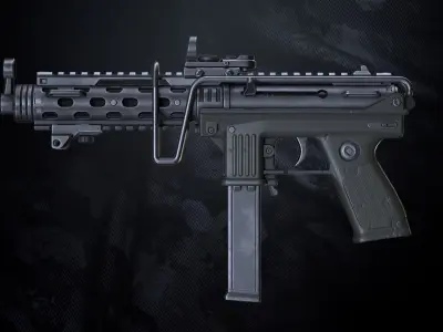 PM-33 SMG With hands And Weapon Case Low-poly 3D model