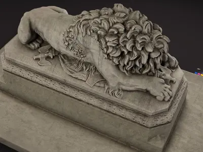 Lion Statue E PBR 4K Free low-poly 3D model