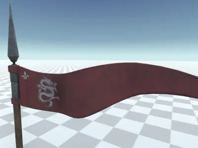 Medieval Pole Flag Set 3D model