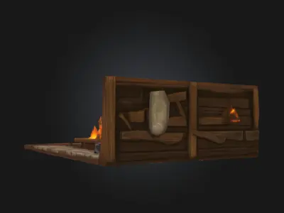 Stylized Medieval Blacksmith Workshop Low-poly 3D model