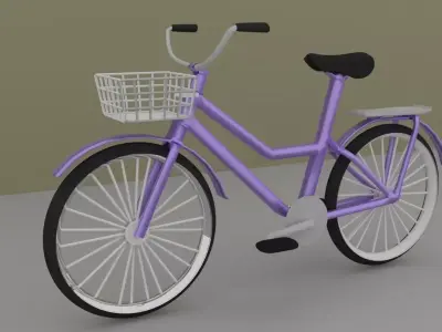 Cycle Low Poly bicycle with basket Free low-poly 3D model