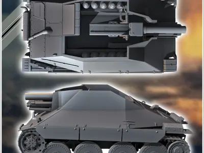 15 cm sIG 332 Sf auf Jagdpanzer 38t - miniatures tabletop scener 3D print model